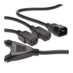 Power Cord splitter cable, C14 - 2x C13 M/F, 1.7m, H05VV-F3G 1.0qmm/0.75qmm, bl