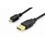USB 2.0 conection cable, type A - mini B M/M, 1.0m, High Speed, type A reversible, gold, bl