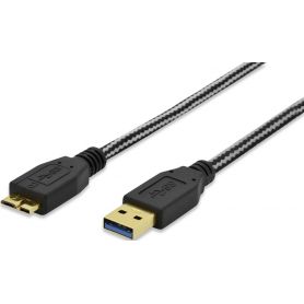 USB 3.0 connection cable, type A - micro B M/M, 1.0m, USB 3.0 conform, cotton, gold, bl
