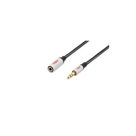Audio extension cable, stereo 3.5mm M/F, 3.0m, CCS, shielded, cotton, gold, si/bl