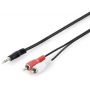 Audio adapter cable, stereo 3.5mm - 2x RCA M/M, 2.50m, 2x0.10/10, bl