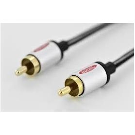 Audio connection cable, 1x RCA M/M, 5,0m, mono, shielded, cotton, gold, si/bl