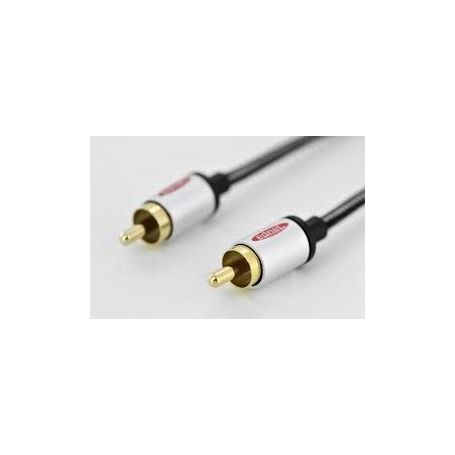 Audio connection cable, 1x RCA M/M, 5,0m, mono, shielded, cotton, gold, si/bl