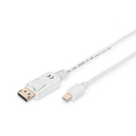 DisplayPort connection cable, mini DP - DP M/M, 3.0m, w/interlock, DP 1.1a conform, wh
