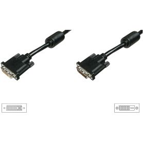 DVI extension cable, DVI(24+1), 2x ferrit M/F, 2.0m, DVI-D Dual Link, bl