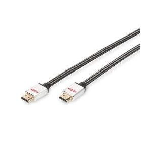 HDMI High Speed connection cable, type A M/M, 1.0m, w/Ethernet, Ultra HD, cotton, gold, si/bl