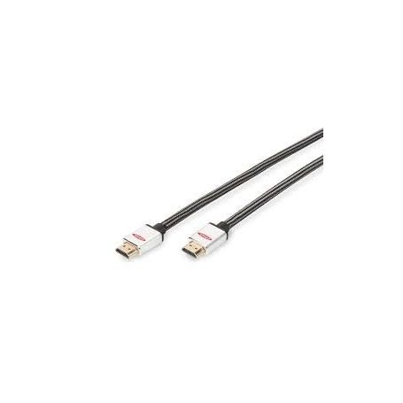 HDMI High Speed connection cable, type A M/M, 1.0m, w/Ethernet, Ultra HD, cotton, gold, si/bl