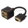 VGA Monitor Y-splitter cable, HD15 - 2xHD15 M/F, 0.2m, passiv, gold, bl