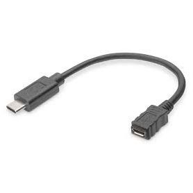 USB Type-C adapter cable, type C to micro B M/F, 0,1m, 3A, 480MB, 2.0 Version, bl