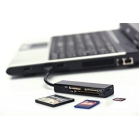USB 2.0 Card reader, 4-port Supports MS,SD,T-flash,CF formats Black
