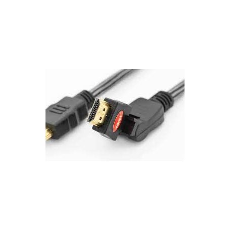 HDMI High Speed connection cable, type A, rotating M/M, 2.0m, w/Ethernet, Ultra-HD, cotton, gold, si/bl