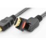 HDMI High Speed connection cable, type A, rotating M/M, 2.0m, w/Ethernet, Ultra-HD, cotton, gold, si/bl