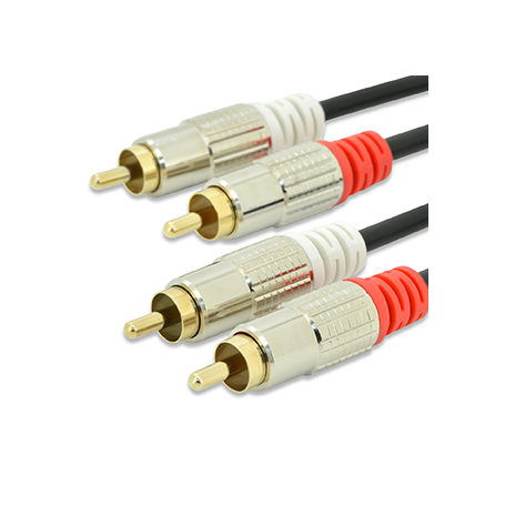 Audio connection cable, 2x RCA M/M, 5,0m, stereo, shielded, cotton, gold, si/bl