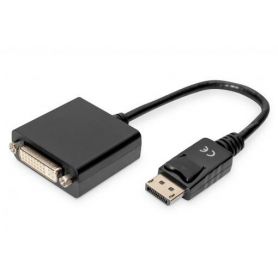 DisplayPort adapter cable, DP - DVI (24+5) M/F, 0.15m,w/interlock, DP 1.1a compatible, CE, bl