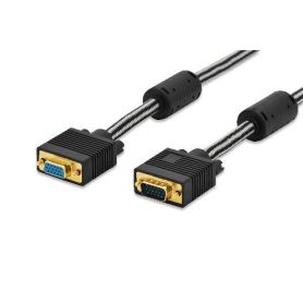 VGA Monitor extension cable, HD15 M/F, 3.0m, 3Coax/7C, 2xferrite, cotton, gold, bl