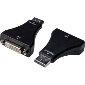 DisplayPort adapter, DP - DVI-I (24-5) M/F, w/interlock, bl