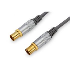 Antenna connection cable, IEC/Coax M/F, 5.0m, 90dB, si/bl, gold