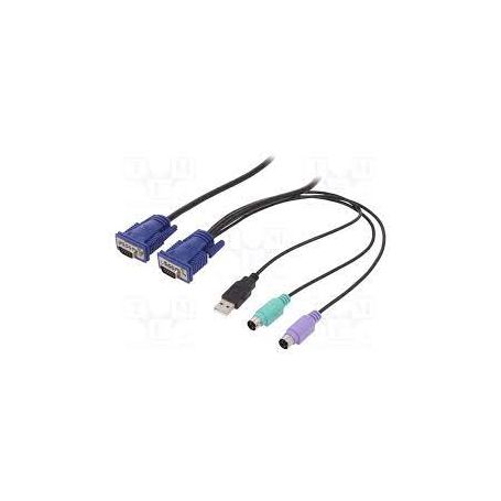 KVM Cable-Set,VGA,PS/2-Mouse,PS/2-Keyboard, USB HD DB15/M,2xMiniDIN6/M, USB typeA/M - HD DB15/M black,5M