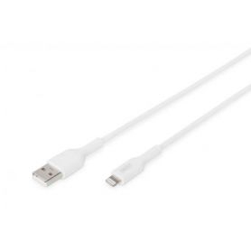 Apple charger/data cable, Apple 8pin - USB A M/M, 1.0m, iP5/6/7, High Speed, MFI, wh