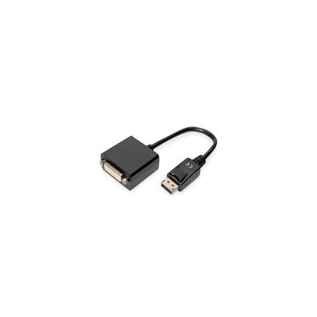 DisplayPort adapter cable, DP - DVI (24+5) M/F, 0.15m,w/interlock, DP 1.1a compatible, bl, CE