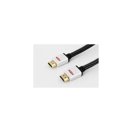 HDMI High Speed connection cable, type A M/M, 5.0m, w/Ethernet, Ultra-HD, cotton, gold, si/bl
