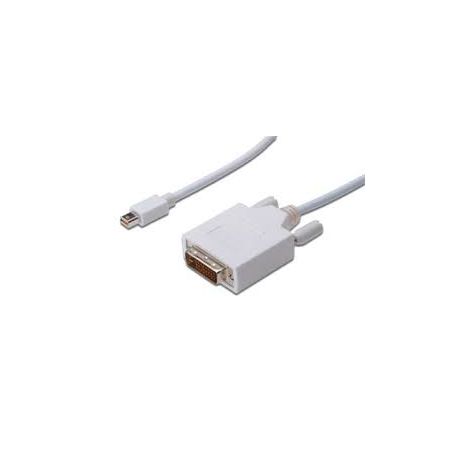 DisplayPort adapter cable, mini DP - DVI(24+1) M/M, 1.0m, DP 1.1a compatible, CE, wh