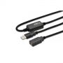 Active USB 2.0 Repeater/Extension Cable, 10 m A/M to A/F, black lenght 10m