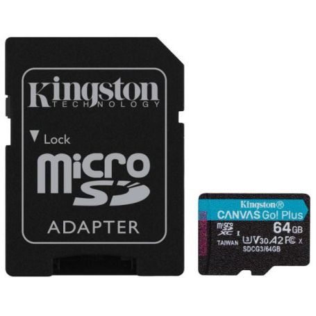 Kingston Micro SDXC 64GB Canvas Go Plus 170R A2 U3 V30 Card - SDCG3/64GBSP