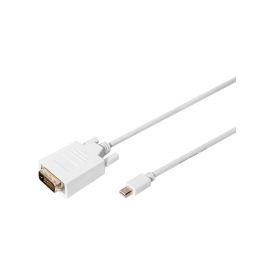DisplayPort adapter cable, mini DP - DVI(24+1) M/M, 2.0m, DP 1.1a compatible, CE, wh