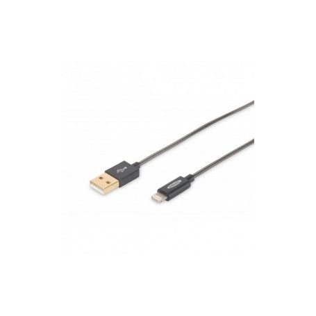 Apple charger/data cable, Apple 8pin - USB A M/M, 1.0m, iP5/6/7, High Speed, Nylon jacket, MFI, gold, bl
