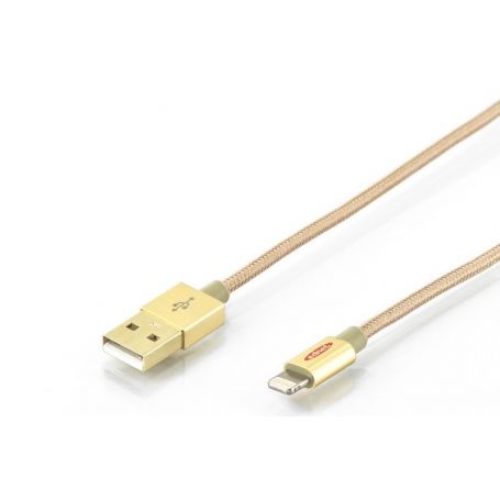 Apple charger/data cable, Apple 8pin - USB A M/M, 1.0m, iP5/6/7, High Speed, Nylon jacket, MFI, gold, gd