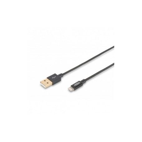 Apple charger/data cable, Apple 8pin - USB A M/M, 1.0m, iP5/6/7, High Speed, Nylon jacket, MFI, gold, rg