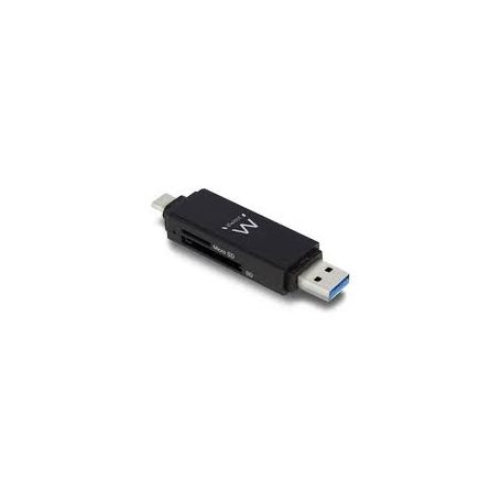 EWENT Leitor de cartões compacto USB 3.1 de 1ª geração (USB 3.0) com conector USB C e USB A - EW1075