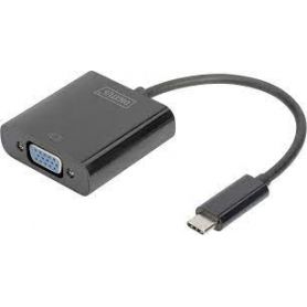USB Type-C to VGA Adapter, Full HD 1080p cable length. 19.5 cm, black