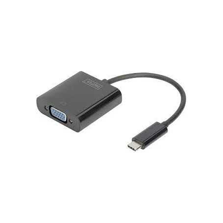USB Type-C to VGA Adapter, Full HD 1080p cable length. 19.5 cm, black