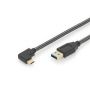 USB Type-C connection cable, type C 90ø ang. to A M/M, 1.0m, full featured, Gen2, 3A, 10GB CE, cotton, gold, si/bl