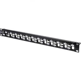 DIGITUS Modular Patch Panel, shielded 24-port, blank, 1U, rack mount, staggered, color black RAL 9005
