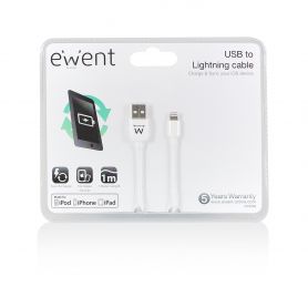 EWENT Cabo Lightning USB2.0, 1 metro - EW9908