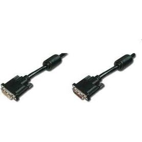 DVI extension cable, DVI(24+1), 2x ferrit M/F, 10.0m, DVI-D Dual Link, bl