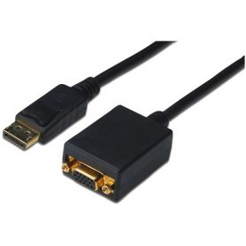 DisplayPort adapter cable, DP - HD15 M/F, 0.15m,w/interlock, DP 1.2 compatible, CE, bl