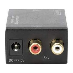 Digital to analog converter Coaxial/Toslink to BNC (Cinch), metal housing, incl. 5V/1A power supply