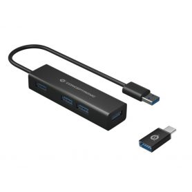 Conceptronic HUBBIES 4-Port-USB 3.0-Hub und OTG-Adapter fur USB-C  - HUBBIES06B
