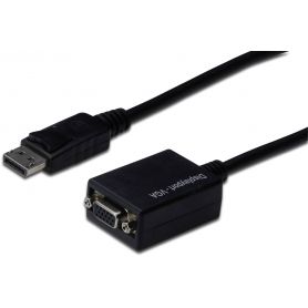 DisplayPort adapter cable, DP - HD15 M/F, 0.15m,w/interlock, DP 1.1a compatible, CE, bl