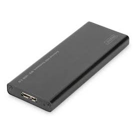 USB 3.0 External SSD Enclosure, M2 (NGFF) B-Key alu housing, black, Chipset. ASM1153E Chipset. ASM1153E