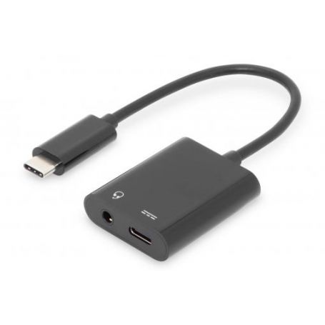 USB Type-C Splitter cable, type C - 3.5mm+type C M/F/F, 0.2m, Gen2, 5A, 10GB, Vers. 3.1, CE, bl Version 3.1, CE, bl