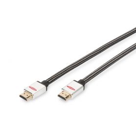 HDMI High Speed connection cable, type A M/M, 10.0m, w/Ethernet, Ultra-HD, cotton, gold, si/bl