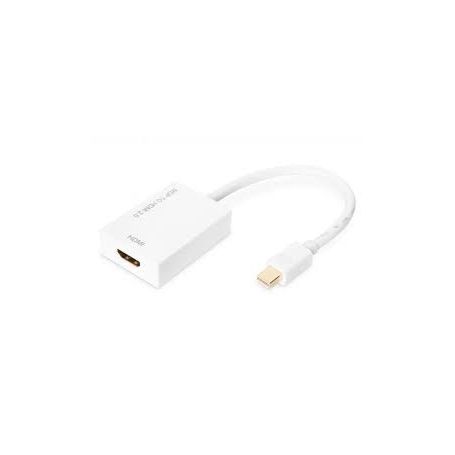 DisplayPort adapter cable, mini DP - HDMI type A M/F, 0,2m, HDMI Ver. 2.0, active, CE, gold, wh
