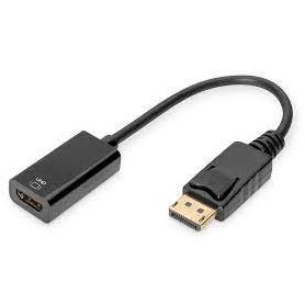 DisplayPort adapter cable, DP - HDMI type A M/F, 0.2m, w/interlock, HDMI Ver. 2.0, active, CE, gold, bl