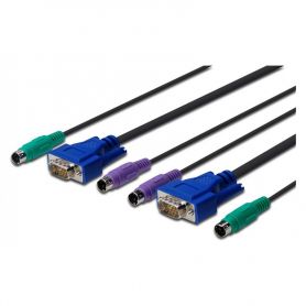 KVM Octopus Cable-Set,VGA,PS/2-Mouse,PS/2-Keyb HD DB15/M,2xMiniDIN6/M - HD DB15/M,2xMiniDin6/M black, 7,0 M