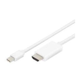 DisplayPort adapter cable, mini DP - HDMI type A M/M, 2.0m, DP 1.2_HDMI 2.0, 4K/60Hz, CE, wh